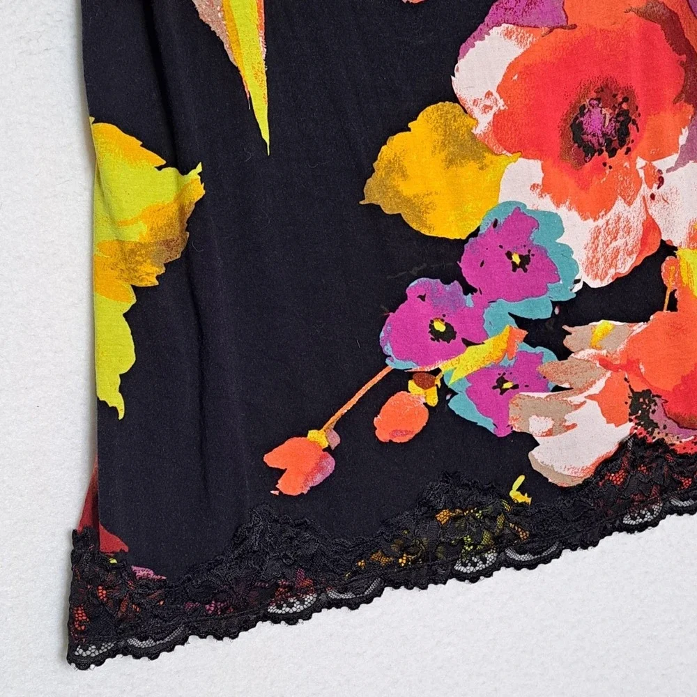 Lane Bryant Cami Womens 18 20 Black Floral Lace Trim V Neck Sleeveless Tank Top - Picture 9 of 13